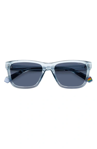 Shop Polaroid 54mm Polarized Square Sunglasse In Azure/ Blue Polarized