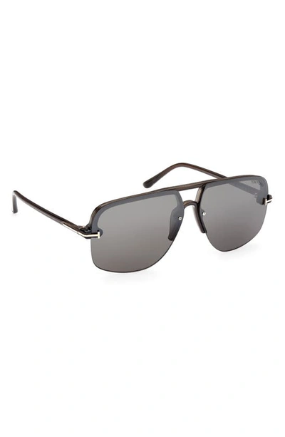 Shop Tom Ford Hugo-02 63mm Oversize Navigator Sunglasses In Mastic / Gradient Smoke