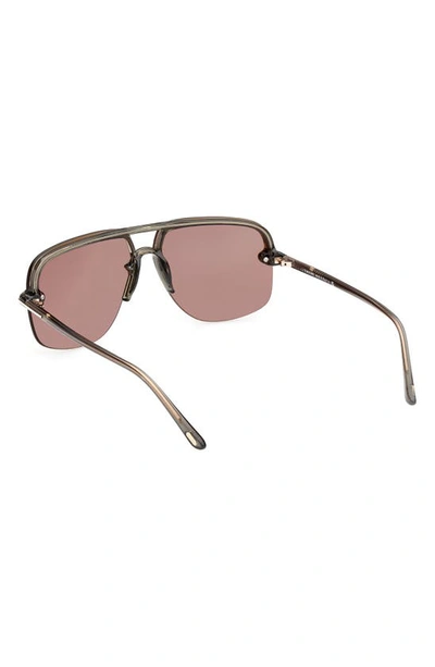 Shop Tom Ford Hugo-02 63mm Oversize Navigator Sunglasses In Shiny Light Green / Brown