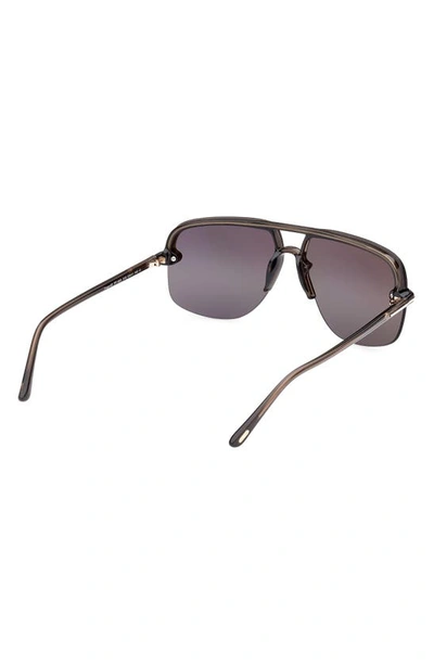 Shop Tom Ford Hugo-02 63mm Oversize Navigator Sunglasses In Mastic / Gradient Smoke