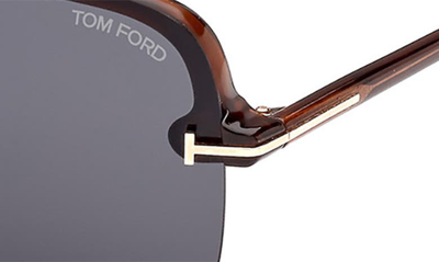 Tom Ford Hugo-02 63mm Oversize Navigator Sunglasses In Shiny Light Brown / Blue