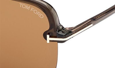 Shop Tom Ford Hugo-02 63mm Oversize Navigator Sunglasses In Shiny Light Green / Brown