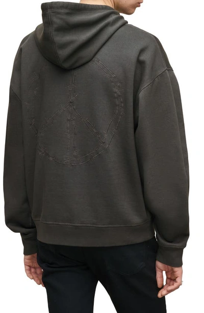 Shop John Varvatos Relaxed Embroidered Barbed Wire Hoodie In Black