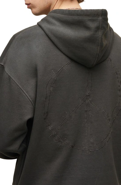 Shop John Varvatos Relaxed Embroidered Barbed Wire Hoodie In Black