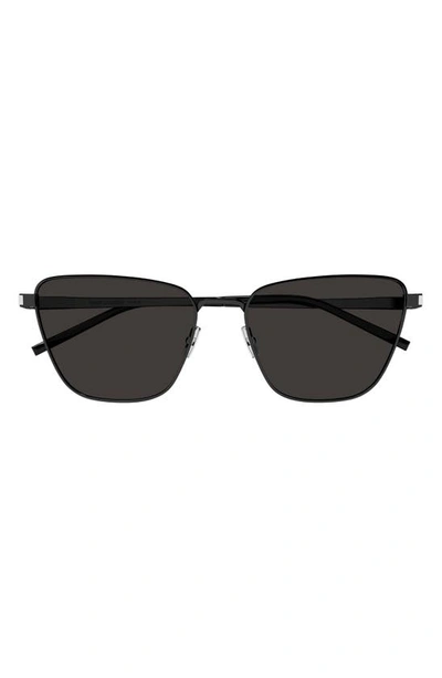 Shop Saint Laurent 57mm Cat Eye Sunglasses In Black