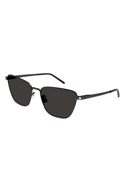 Shop Saint Laurent 57mm Cat Eye Sunglasses In Black