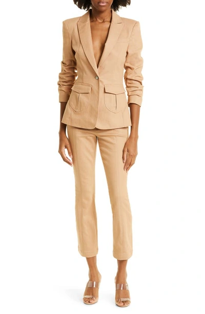 Cinq À Sept Khloe Denim Three-quarter Sleeve Blazer In Sahara