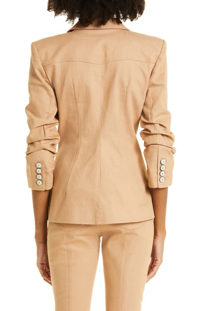 Cinq À Sept Khloe Denim Three-quarter Sleeve Blazer In Sahara