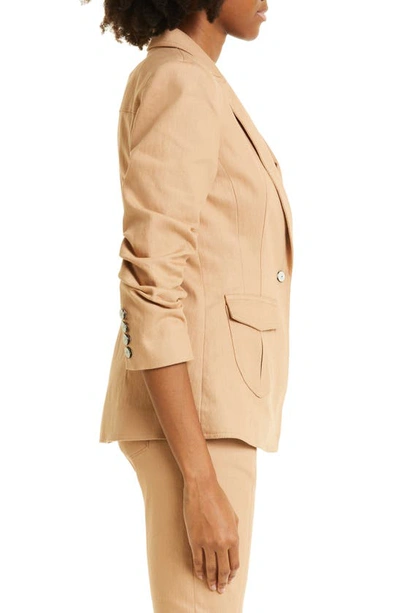 Cinq À Sept Khloe Denim Three-quarter Sleeve Blazer In Sahara