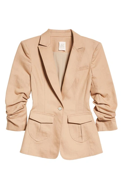 Cinq À Sept Khloe Denim Three-quarter Sleeve Blazer In Sahara