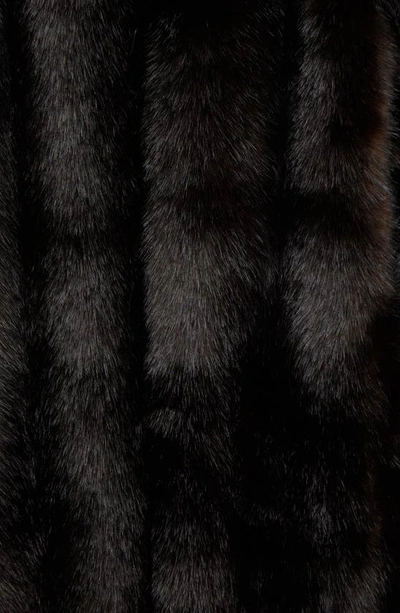 Shop Saint Laurent Faux Fur Long Coat In Chocolate Brown