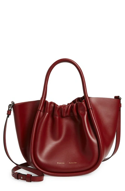 Shop Proenza Schouler Small Ruched Leather Crossbody Tote In Oxblood