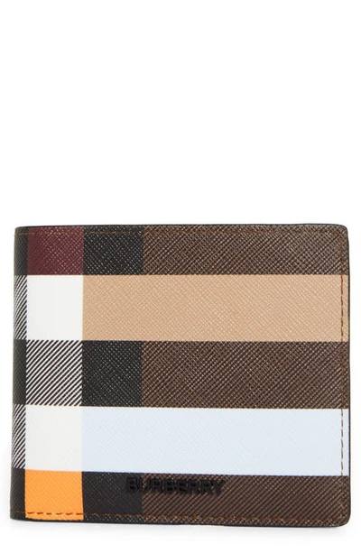 Burberry Bifold Check Wallet Male Brown In Dark Birch Brown