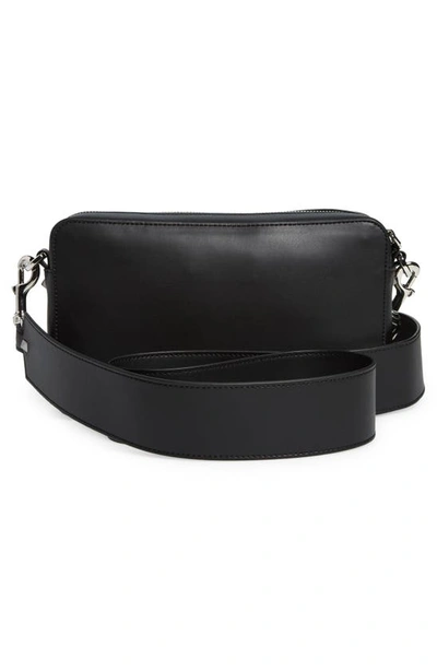 Shop Valentino Vltn Logo Leather Crossbody Bag In Nero/ Bianco