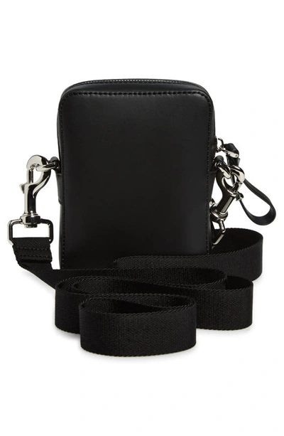 Shop Valentino Small Vltn Logo Leather Crossbody Bag In Nero/ Bianco