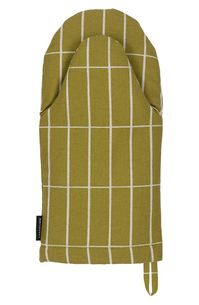 Shop Marimekko Pieni Tiiliskivi Oven Mitt In Olive/ Linen