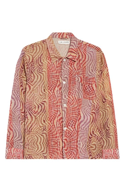 Shop Our Legacy Boxy Hypnosis Print Long Sleeve Button-up Shirt In Jazzy Hypnosis Print