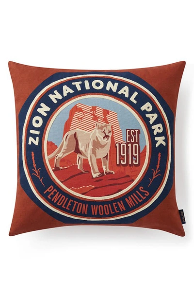 Shop Pendleton National Park Embroidered Accent Pillow In Red Multi
