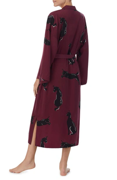 Shady Lady Print Long Robe In Wine/ Prt | ModeSens