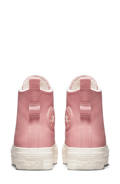 Shop Converse Chuck Taylor® All Star® Lift Hi Faux Shearling Sneaker In Rust Pink/ Egret/ Egret