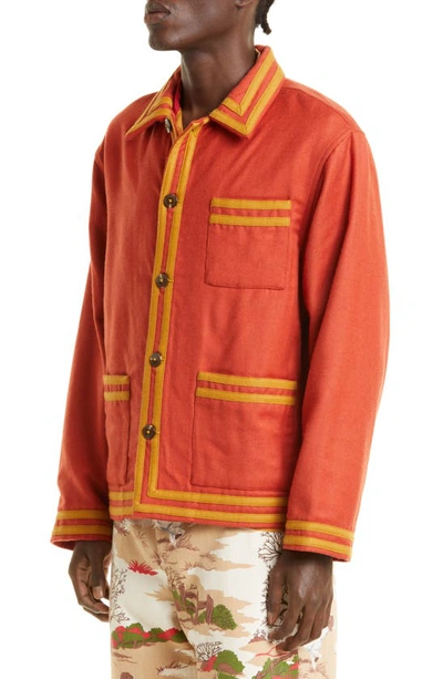 Shop Bode Society Club Appliqué Wool Jacket In Rdgld