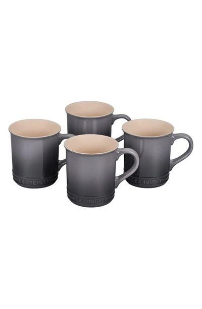 Shop Le Creuset Set Of Four 14-ounce Stoneware Mugs In Oyster