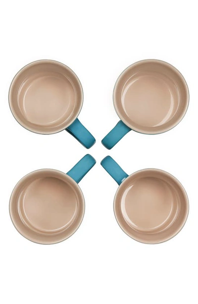 Le Creuset Set Of Four 14-ounce Stoneware Mugs In Caribbean