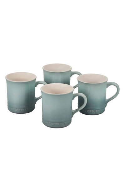 Shop Le Creuset Set Of Four 14-ounce Stoneware Mugs In Sea Salt