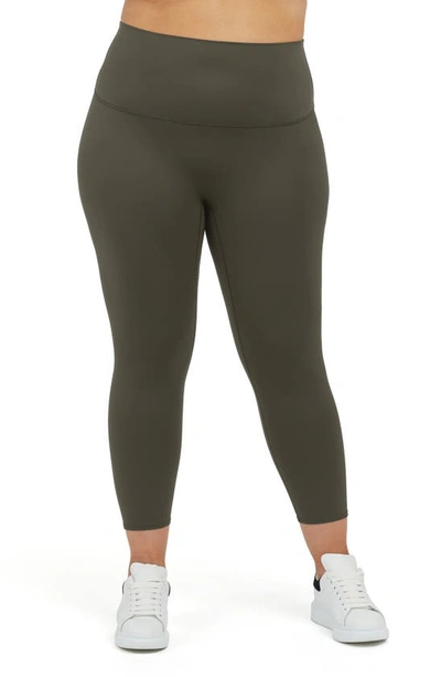 Shop Spanx Soft And Smooth 7/8 Leggings In Dark Palm