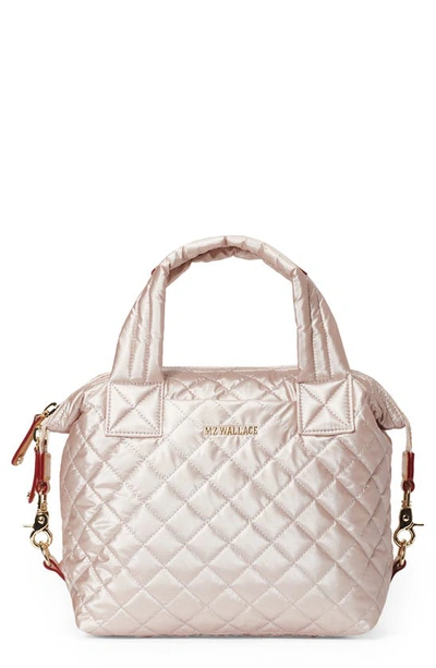 Shop Mz Wallace Small Sutton Deluxe Quilted Tote In Light Rose Gold Metallic