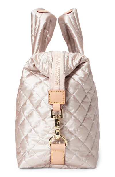 Shop Mz Wallace Small Sutton Deluxe Quilted Tote In Light Rose Gold Metallic