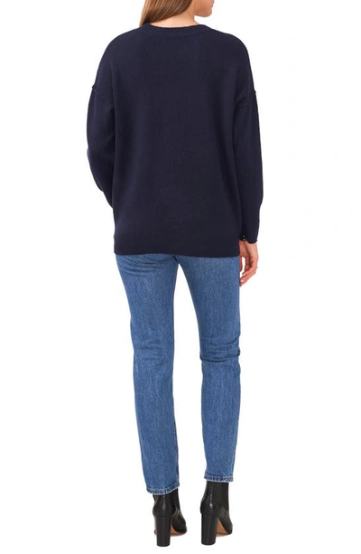 Vince Camuto Center Seam Crewneck Sweater In Classic Navy