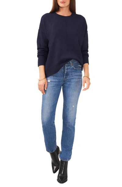 Shop Vince Camuto Exposed Seam Crewneck Sweater In Classic Navy