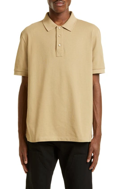 Shop Bottega Veneta Cotton Piqué Polo In Sesame