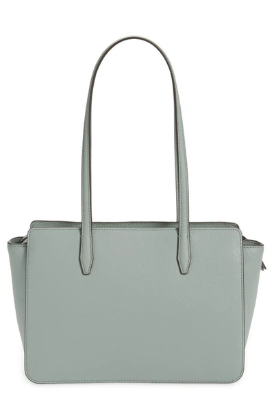 Shop Tory Burch Robinson Small Leather Tote In Blue Celadon