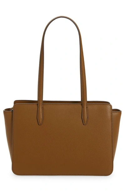 Shop Tory Burch Robinson Small Leather Tote In Bistro Brown