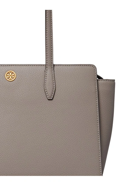Shop Tory Burch Robinson Small Leather Tote In Grey Heron