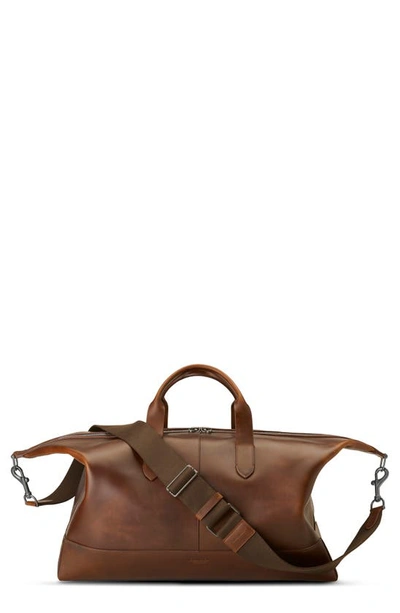 Shop Shinola Canfield Classic Leather Duffle Bag In Medbrown