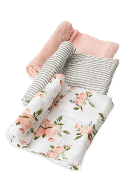 Shop Little Unicorn 3-pack Organic Cotton Muslin Swaddle Blankets In Watercolor Roses