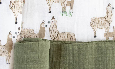 Shop Little Unicorn 3-pack Cotton Muslin Blankets In Llama Llama