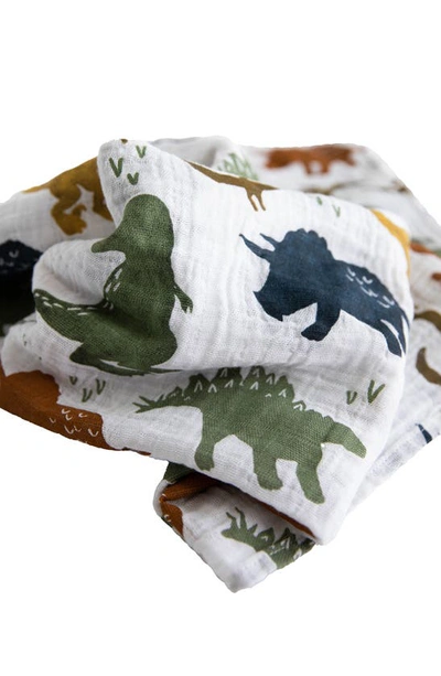 Shop Little Unicorn 3-pack Organic Cotton Muslin Swaddle Blankets In Dino Friends