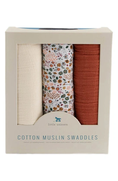 Shop Little Unicorn 3-pack Organic Cotton Muslin Swaddle Blankets In Pressed Petals