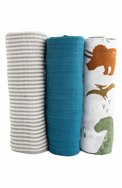 Little Unicorn 3-pack Muslin Swaddle Blanket In Dino Friends