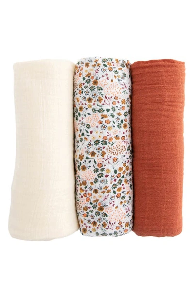 Little Unicorn 3-pack Muslin Swaddle Blanket In Pressed Petals