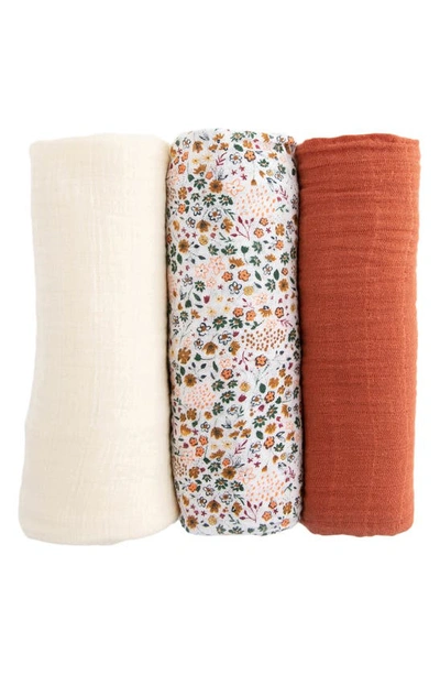 Little Unicorn 3-pack Muslin Swaddle Blanket In Pressed Petals