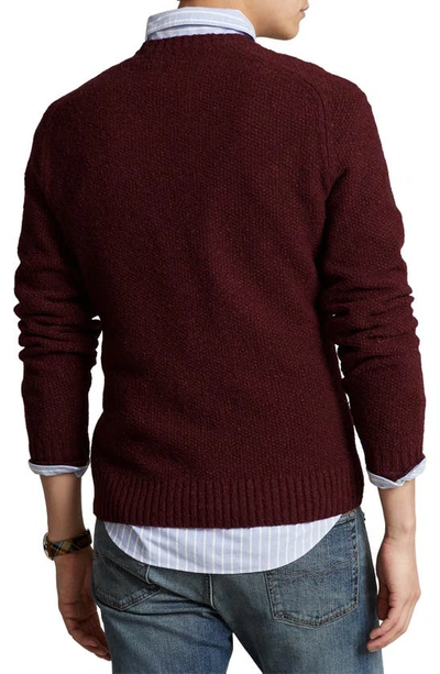 Shop Polo Ralph Lauren Donegal Wool Blend Crewneck Sweater In Burgundy Donegal