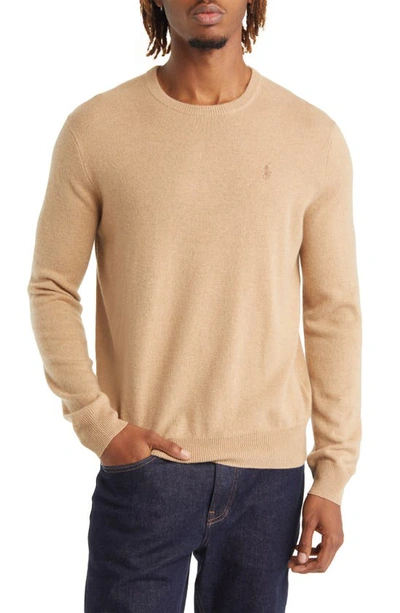 Shop Polo Ralph Lauren Cashmere Crewneck Sweater In Camel