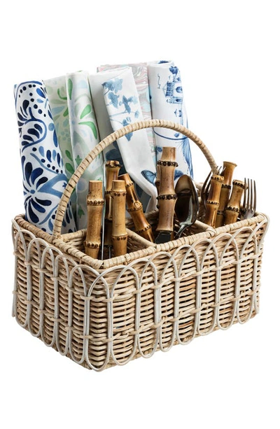 Shop Juliska Provence Rattan Flatware Basket In Whitewash