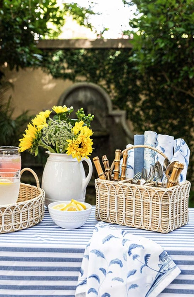 Shop Juliska Provence Rattan Flatware Basket In Whitewash