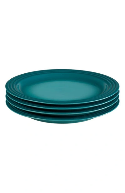 Shop Le Creuset Set Of 4 10 1/2-inch Dinner Plates In Caribbean